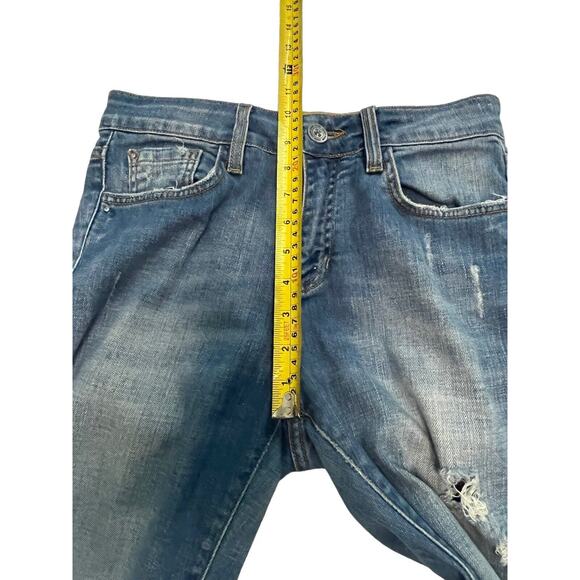 John John Made in Heaven Jeans Mid Rise Size 28x27 Distressed Skinny Blue - Picture 4 of 9